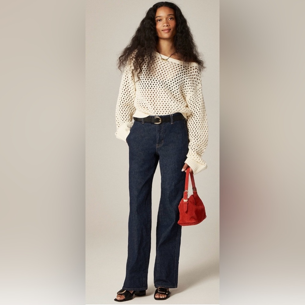 J Crew Women’s Slim Wide Jean Stacked Button Size 31 Preppy Old Money Classic